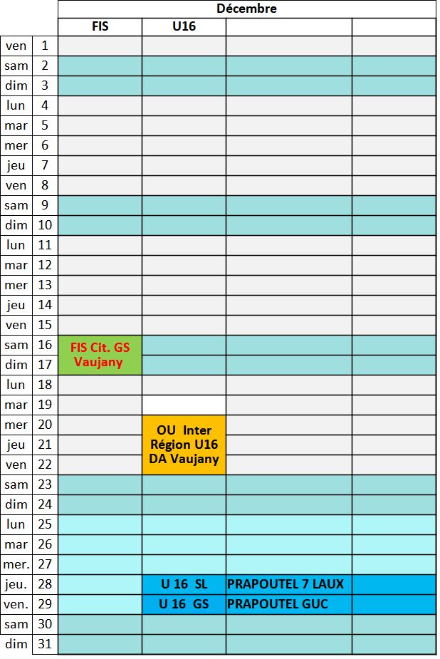 Calendrier decembre 2023